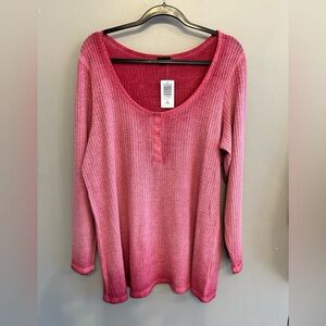 NWT Torrid Waffle Scoop Neck Long Sleeve Henley Top in pink peacock size 3x